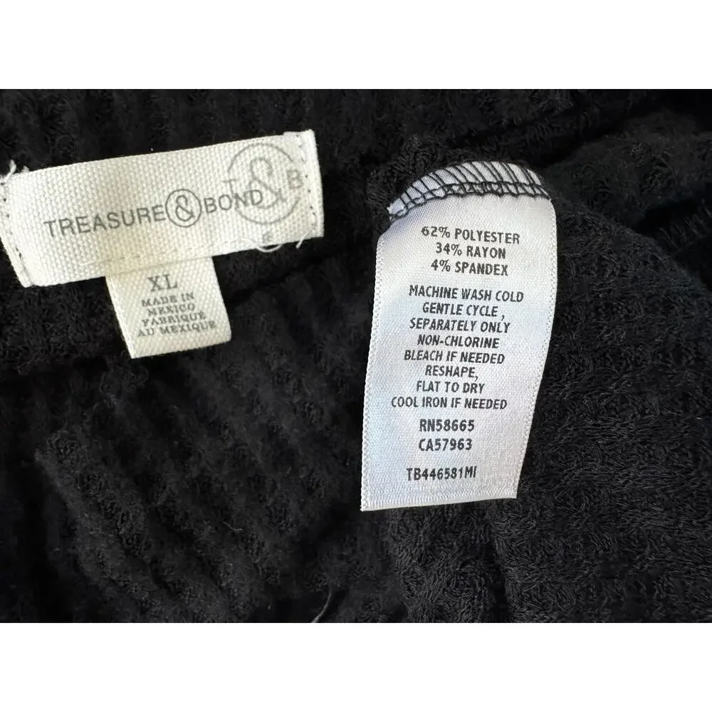 New TREASURE BOND NORDSTROM Waffle Knit Cowl Neck Long Sleeve Sweater Size XL